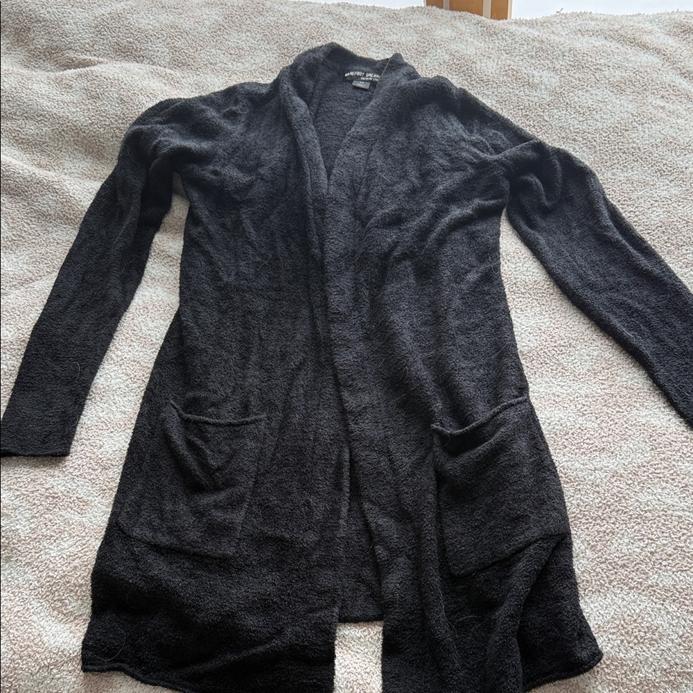 Barefoot Dreams Women's Black Open Front Cardigan Sweater